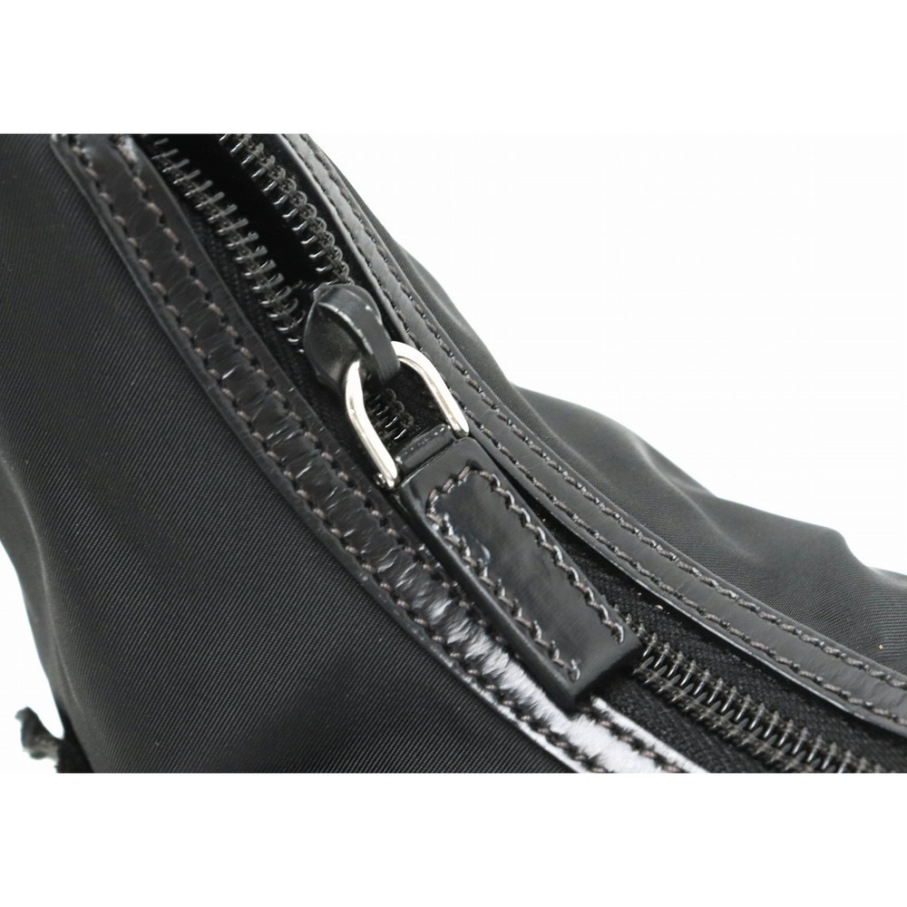 Prada Leather Patchwork Nylon Handbag Shoulder Bl… - image 6